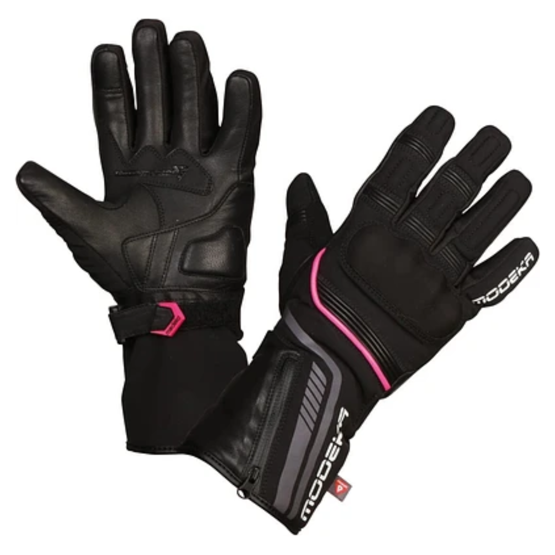 GUANTES DE MOTO MUJER MAKARI NEGRO / ROSADO