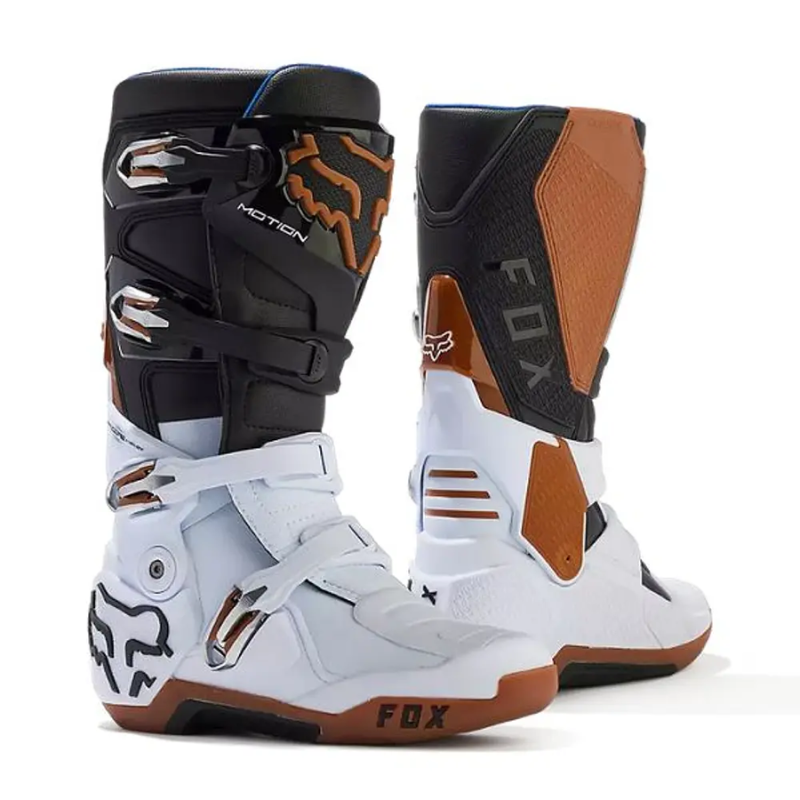 BOTAS DE MOTO FOX MOTION BLANCO / CAFÉ