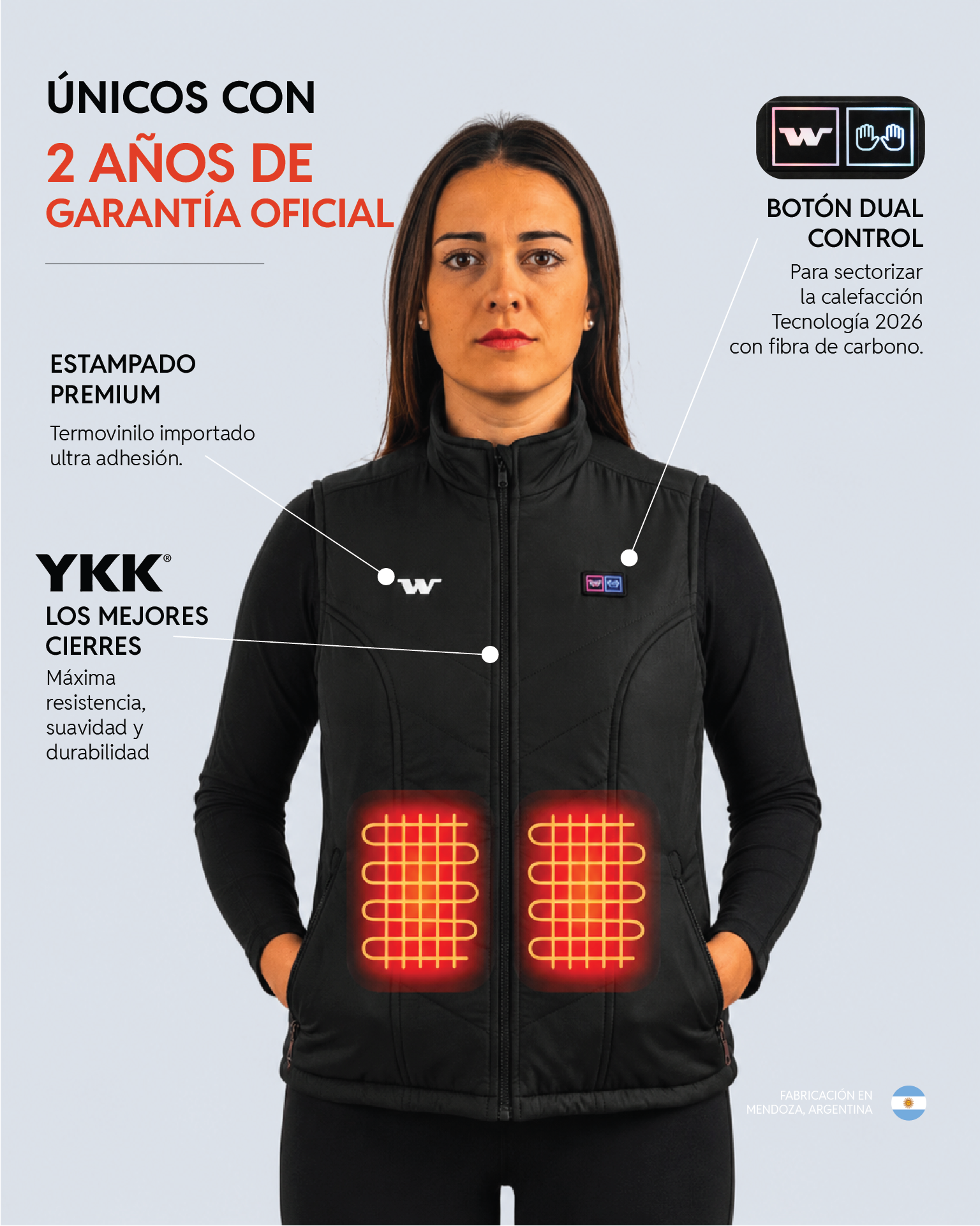 WANDERWARM WOMEN'S HEATED THERMAL SLEEVE JACKET | DUAL-PRO ANDORRA® VEST