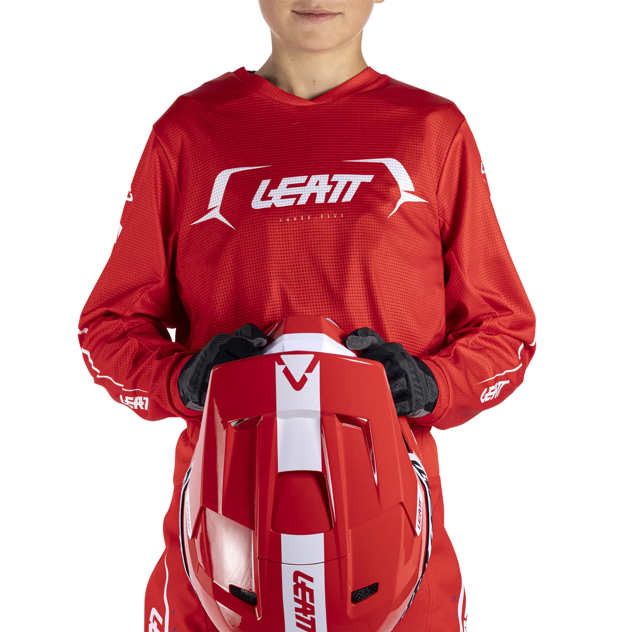 KIT JERSEY MÁS PANTALÓN MOTO NIÑO LEATT 3.5 RIDE ROJO