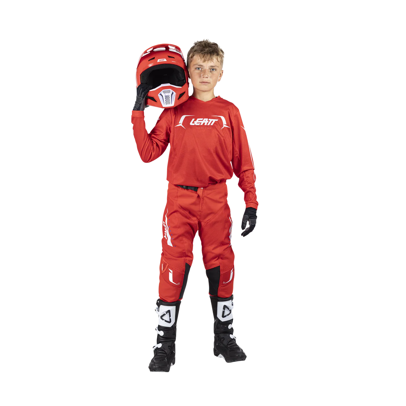 KIT JERSEY MÁS PANTALÓN MOTO NIÑO LEATT 3.5 RIDE ROJO