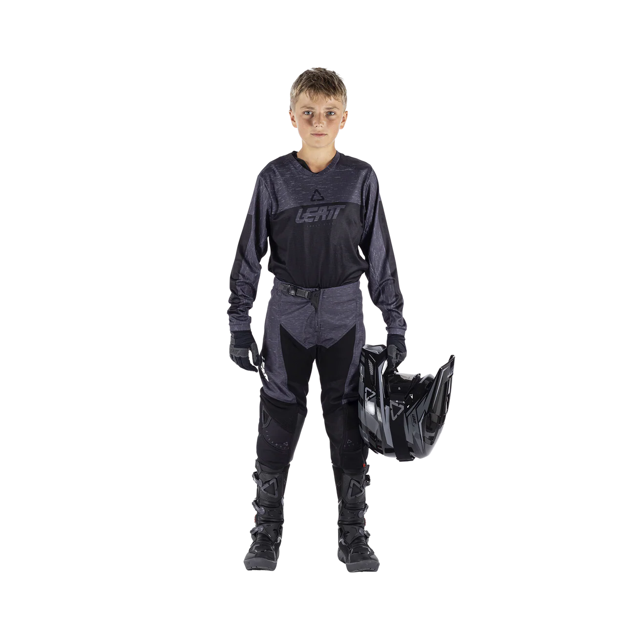 KIT JERSEY MÁS PANTALÓN MOTO NIÑO LEATT 3.5 RIDE STEALTH