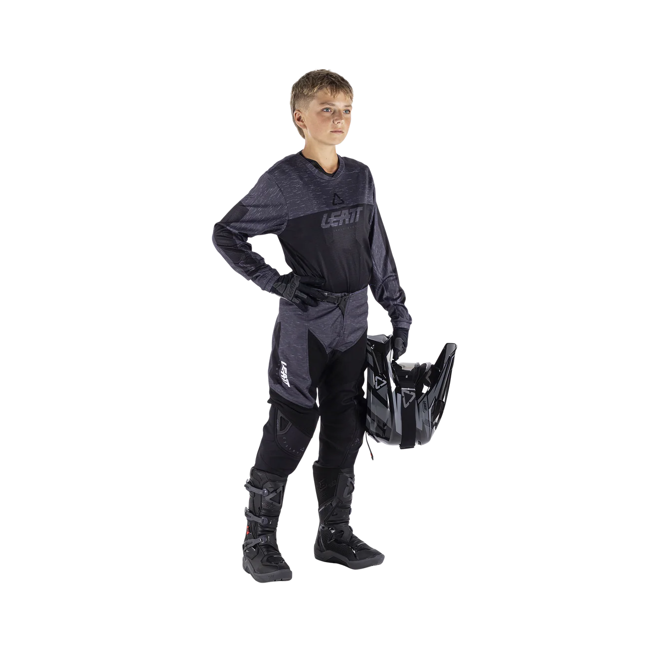 KIT JERSEY MÁS PANTALÓN MOTO NIÑO LEATT 3.5 RIDE STEALTH