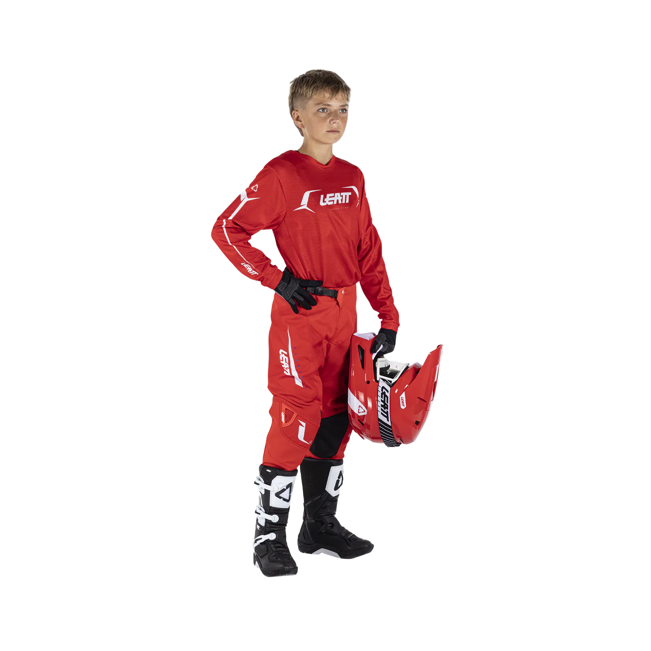 KIT JERSEY MÁS PANTALÓN MOTO NIÑO LEATT 3.5 RIDE ROJO