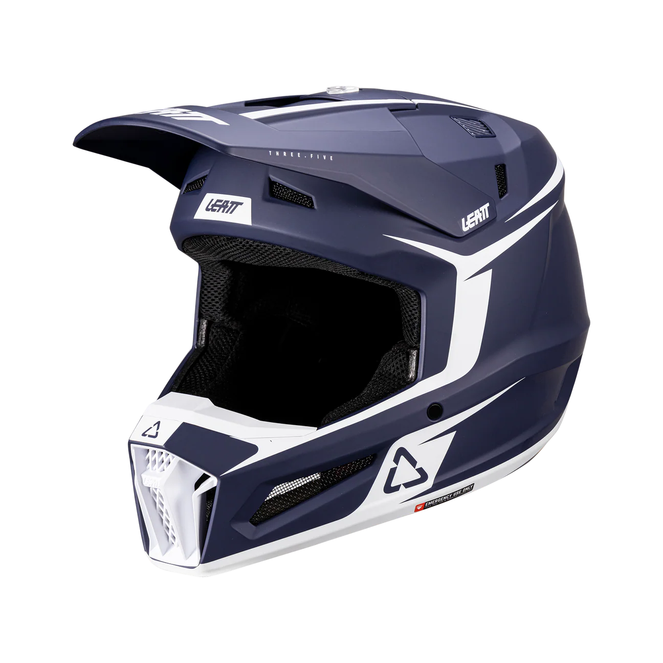 CASCO DE MOTO LEATT 3.5 PARA NIÑOS MÁS ANTIPARRAS 2.5 KIT JUNIOR AZUL
