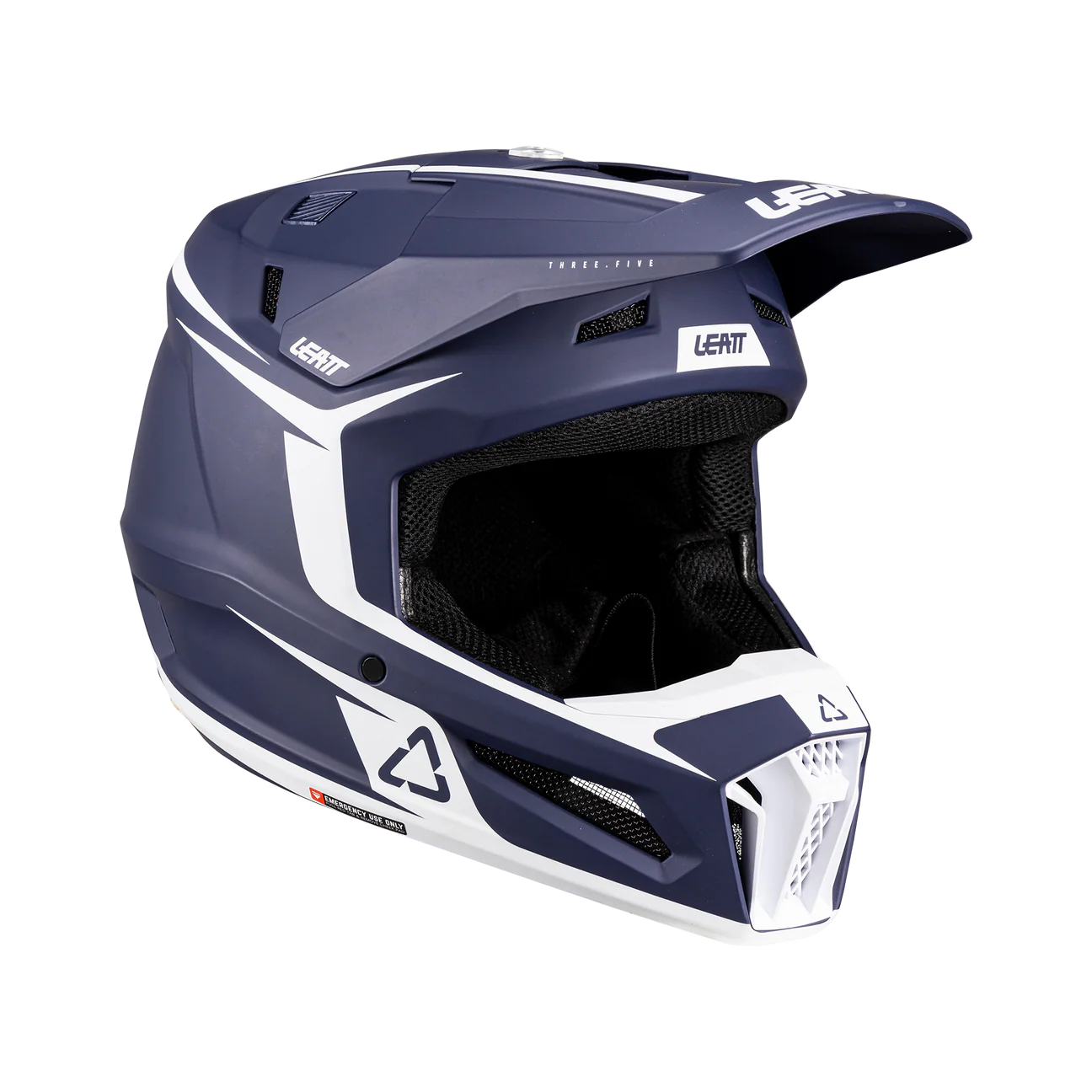 CASCO DE MOTO LEATT 3.5 PARA NIÑOS MÁS ANTIPARRAS 2.5 KIT JUNIOR AZUL
