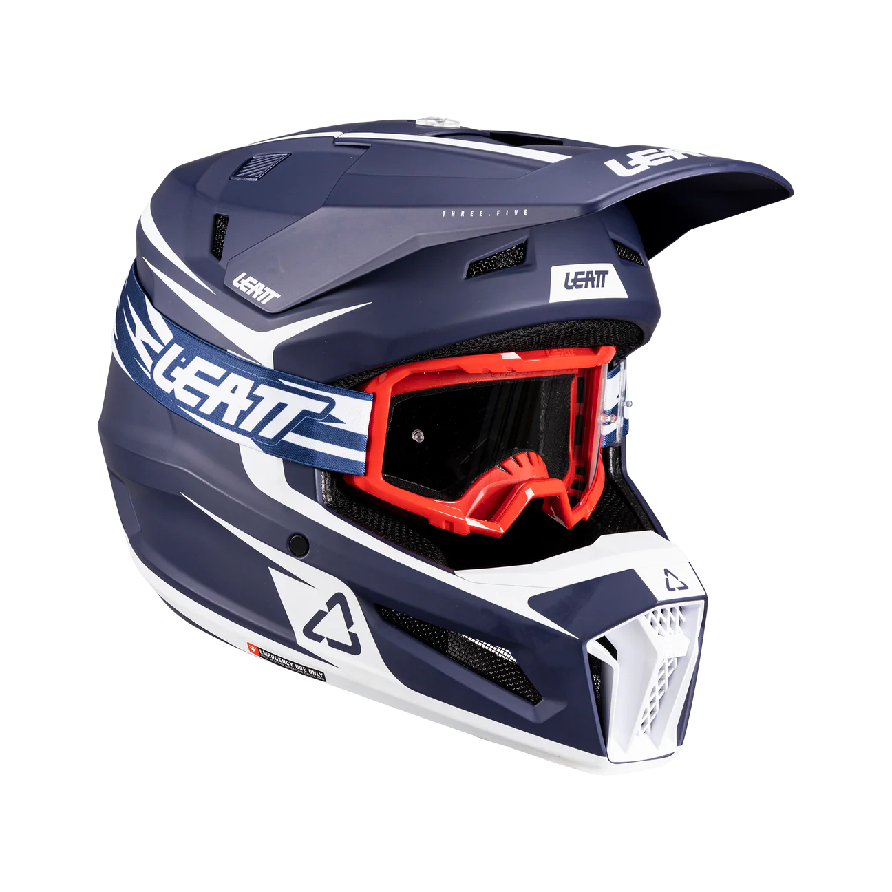 CASCO DE MOTO LEATT 3.5 PARA NIÑOS MÁS ANTIPARRAS 2.5 KIT JUNIOR AZUL